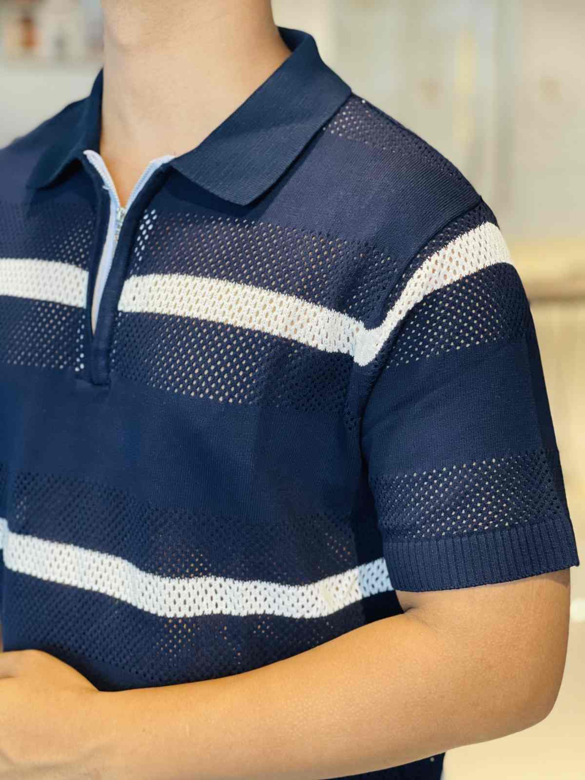 ZIPPER KNIT POLO SHIRT