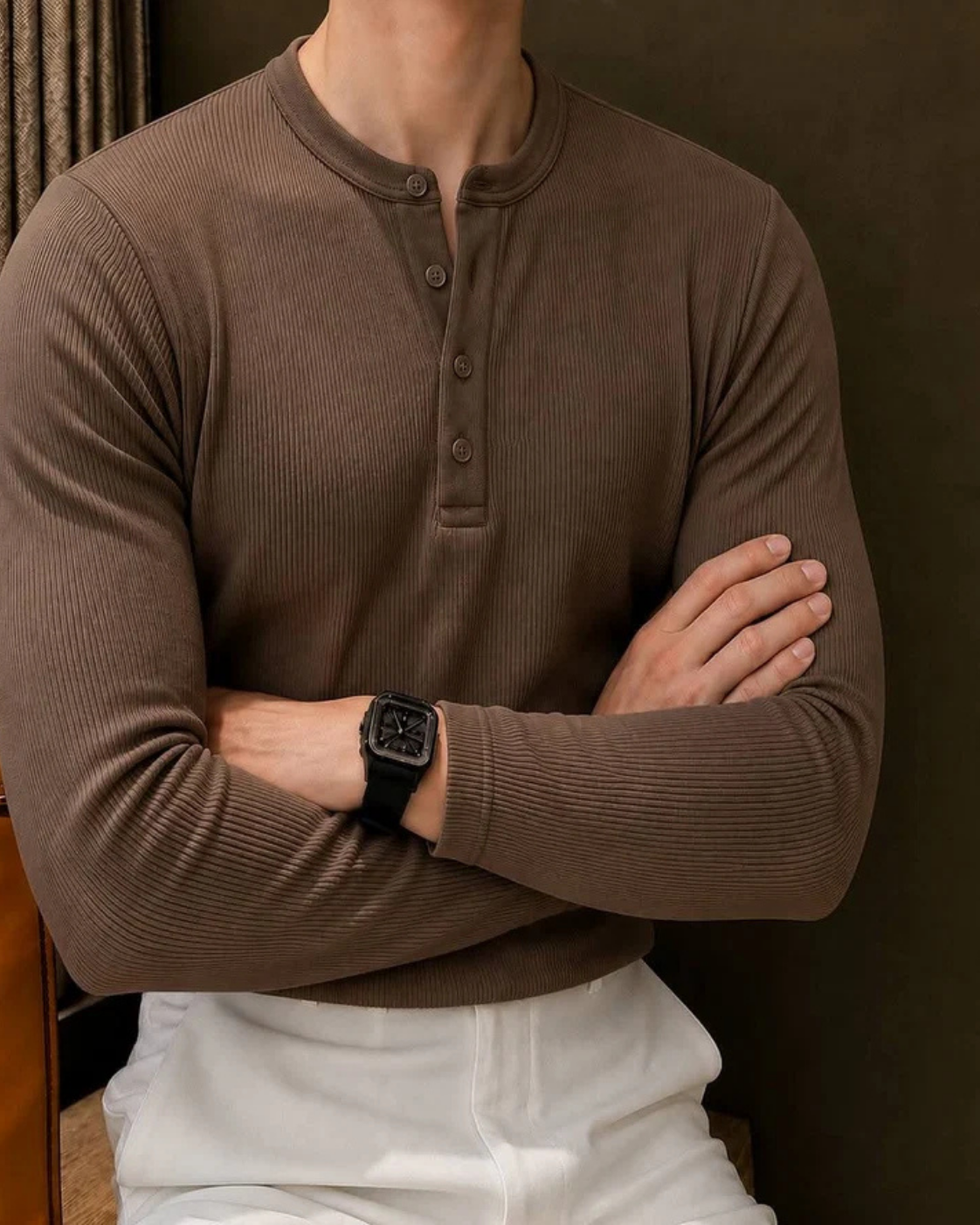 Henley In Coffee 🔥 | Premium Full Sleeve