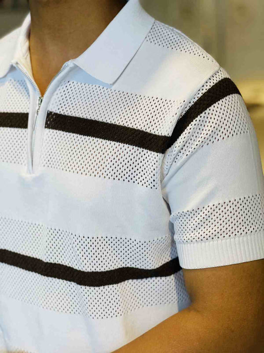 ZIPPER KNIT POLO SHIRT