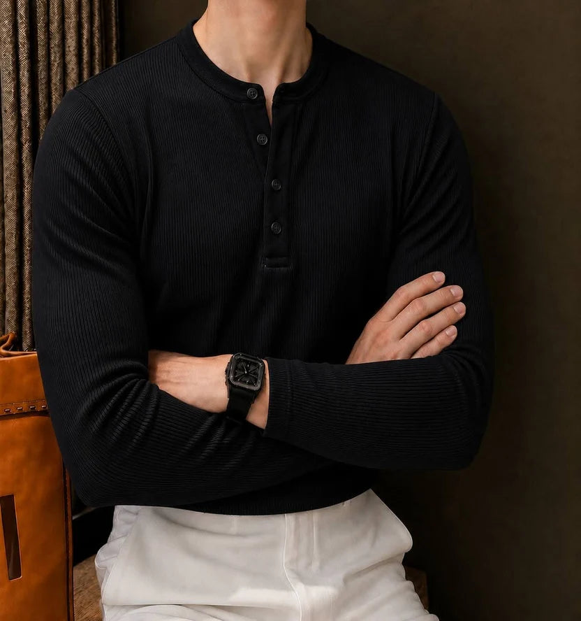 Vintage Henley 🔥 | Premium Ribbed Full Sleeve